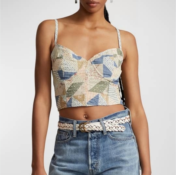 Polo Ralph Lauren Tops - Polo Ralph Lauren Patchwork-Motif Cotton Bustier